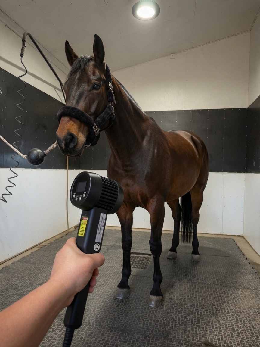 Laserbehandling av häst hos Uddens Sjögård